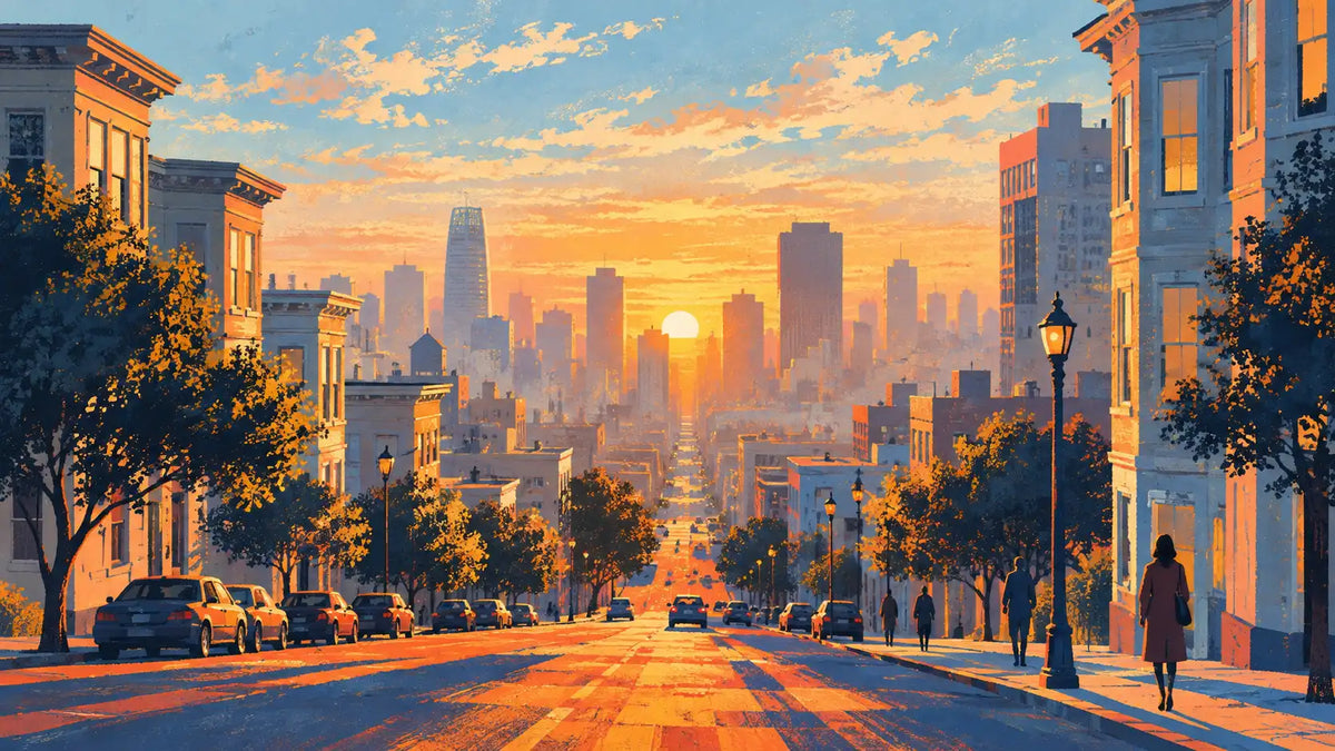 PaintEasy cityscape designs featuring a skyline, historic street, lighthouse, castle and coastal village