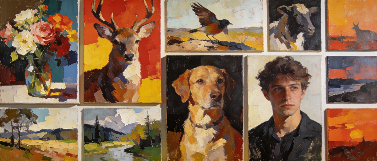 Paint by numbers buying guide showing different canvas sizes and difficulty levels