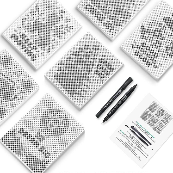 Grow Each Day Lettering Dot Painting Mini Set - PaintEasy dot painting mini set, keep moving, choose joy, dream big badges with florals and a hot air balloon, cover