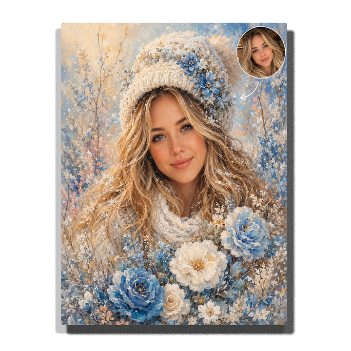 Custom Winter Bloom Portrait - example theme, personalized from your photo