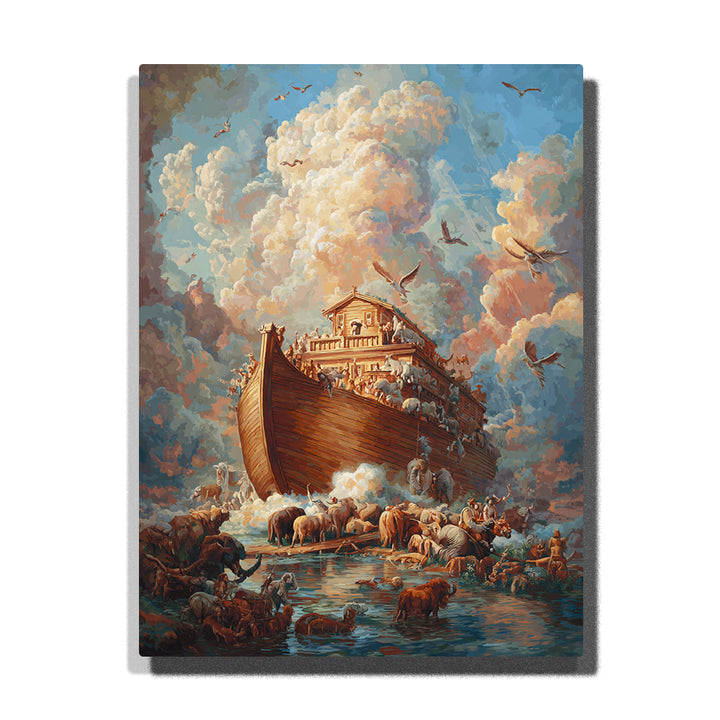 noahs ark with animals and dramatic sky paint by numbers christian bible story wall art decor