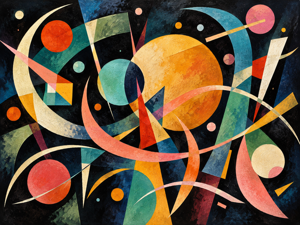 Abstract paint by numbers artwork with modern geometric color and expressive shapes