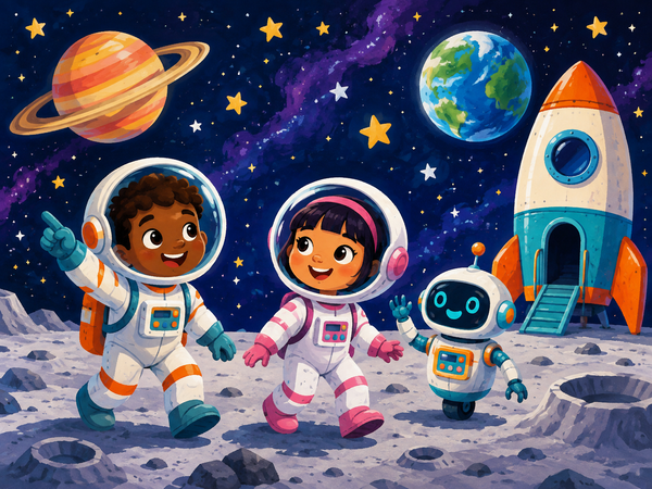Shine Bright Little Star Series Paint by Numbers collection cover featuring Astronaut Helmets and Space Rovers Mini Set