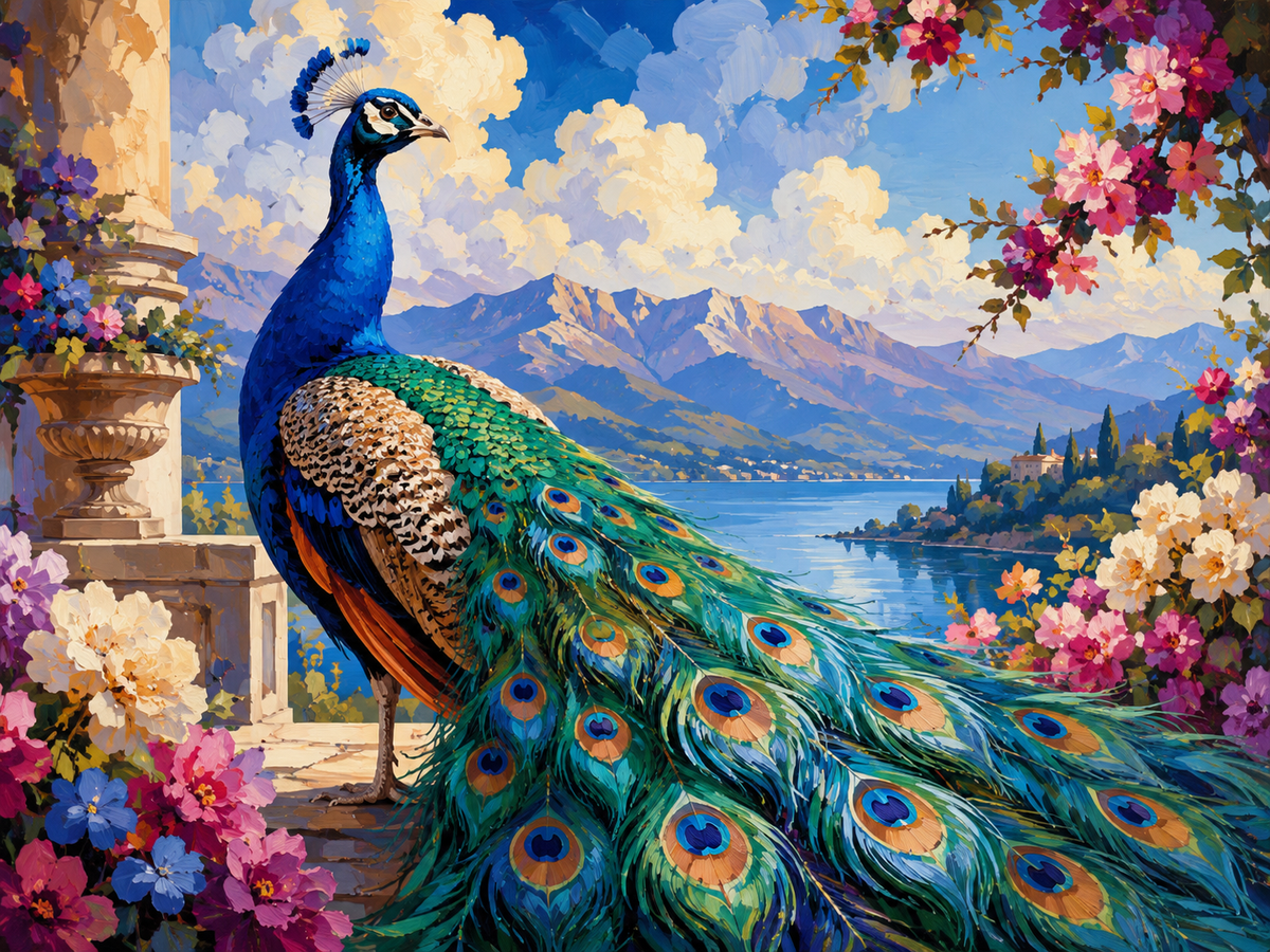 Paint By Numbers Peacock 1 collection cover featuring Peacock with Green Feather Display