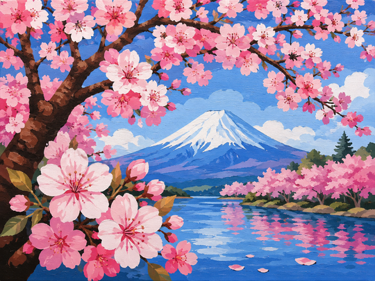 Cherry Blossom Paint by Numbers