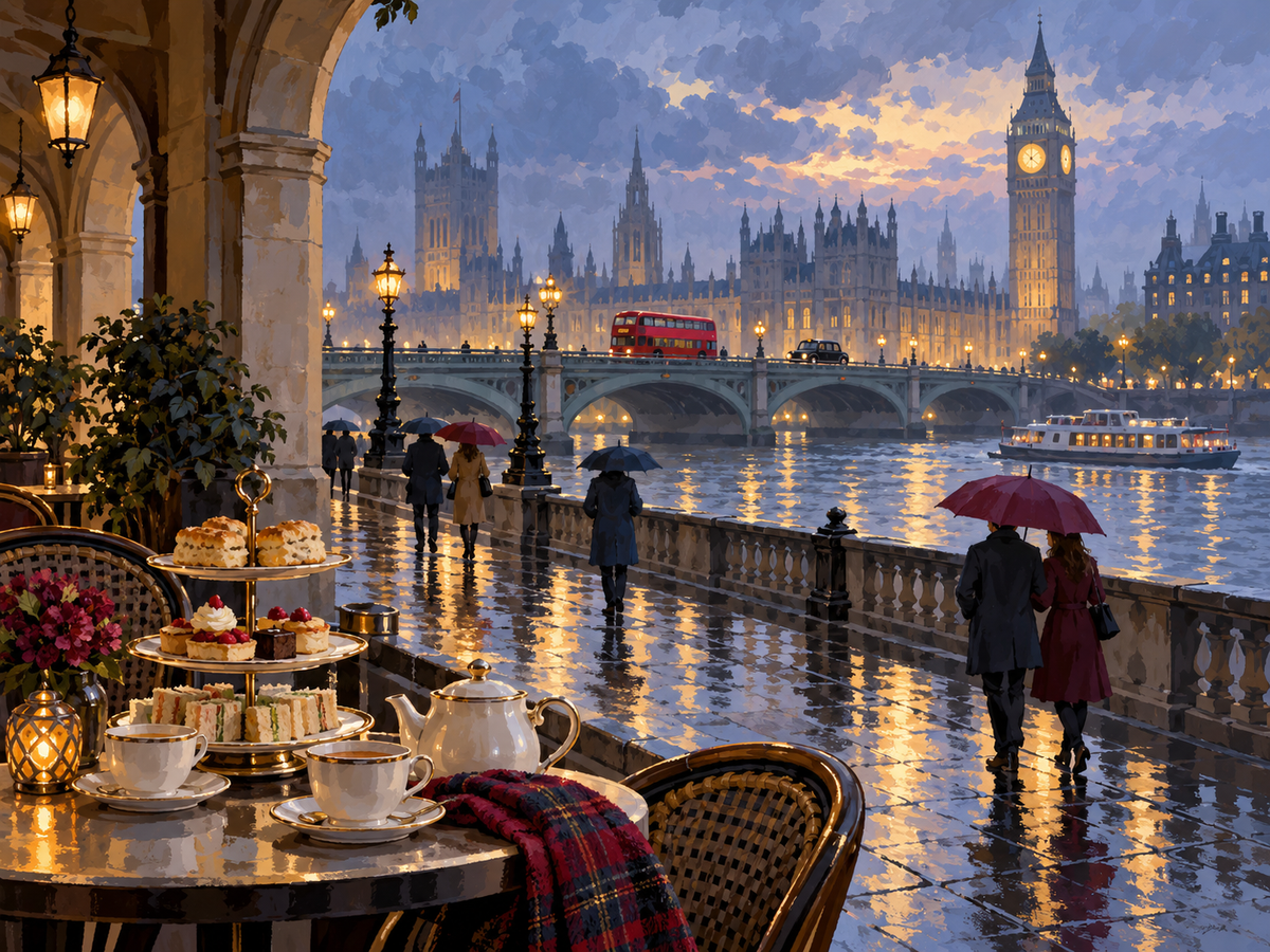 London paint by numbers scene with Big Ben, Palace of Westminster, Westminster Bridge, Thames boat and red bus