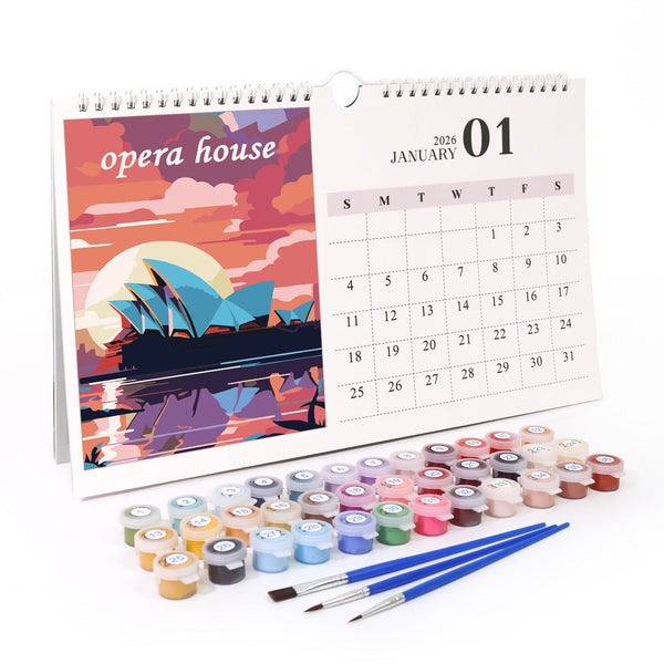 Calendar Paint by Numbers collection cover featuring 2027 Ways to Travel Desk Calendar