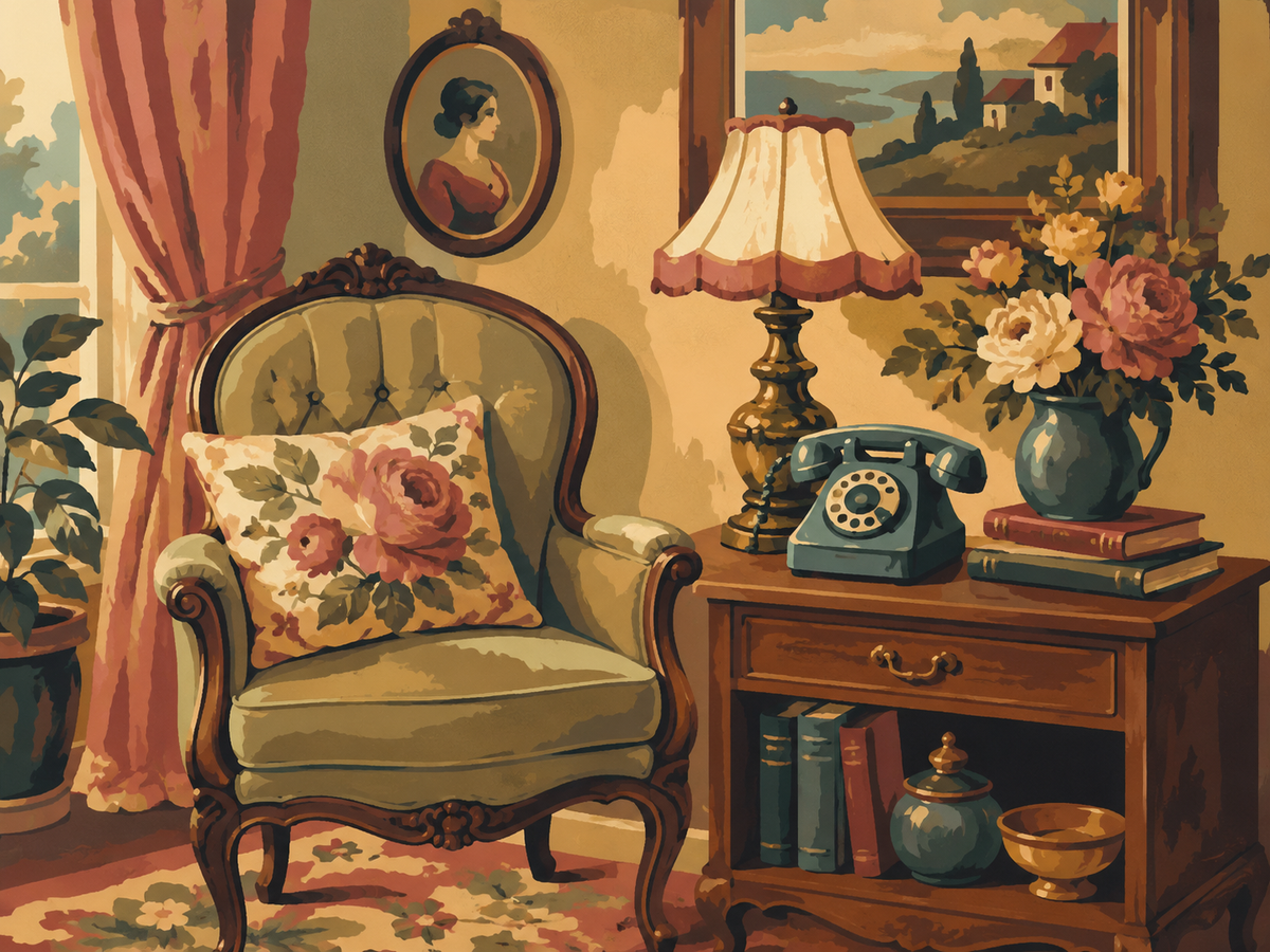 Vintage paint by numbers artwork with nostalgic retro scenes and timeless decorative details