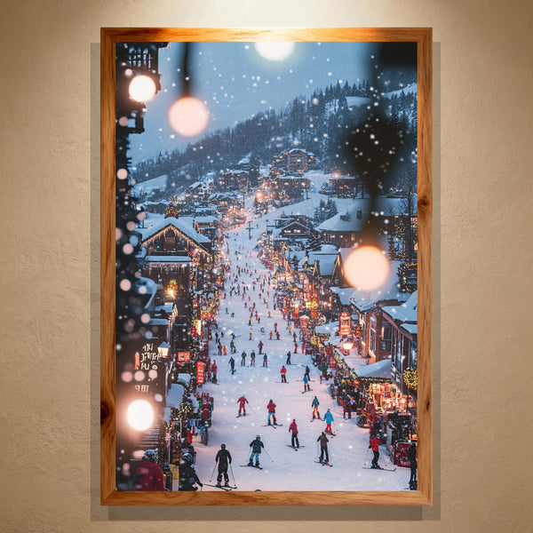 Winter Sonata Paint by Numbers | Ski Village Night Scene with Christmas Lights | Frost Luxe Collection by PaintEasy