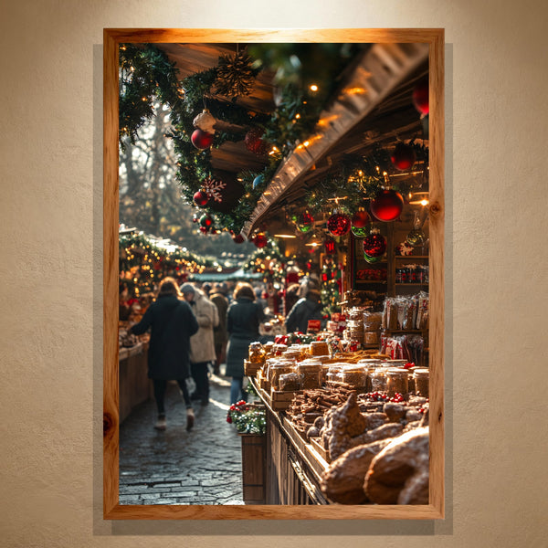 Golden Market Paint by Numbers | Christmas Market Street Scene with Warm Lights | Frost Luxe Collection by PaintEasy