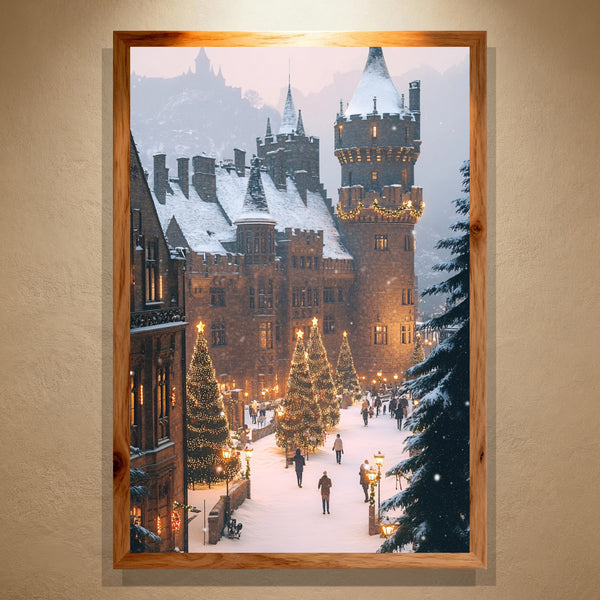 Starlit Haven Paint by Numbers | Snow Castle and Christmas Lights Scene | Frost Luxe Collection by PaintEasy