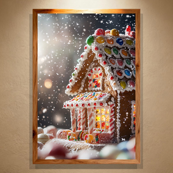 Morning Ember Paint by Numbers | Gingerbread House with Snow and Warm Lights | Frost Luxe Collection by PaintEasy