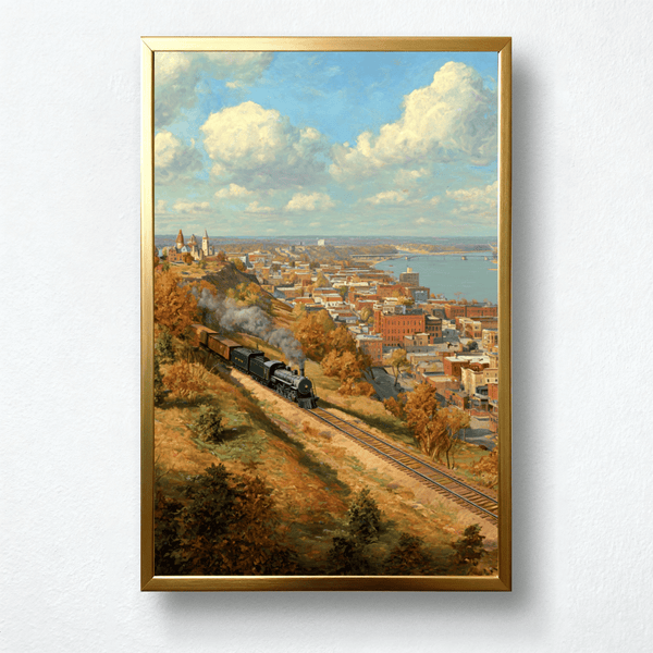 Riverbend Journey Paint by Numbers | Autumn Train & Riverside Townscape