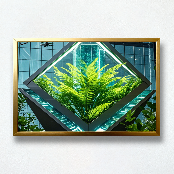Lumina Verdant Paint by Numbers | Futuristic Terrarium in Diamond Frame | Tech Luxe by PaintEasy