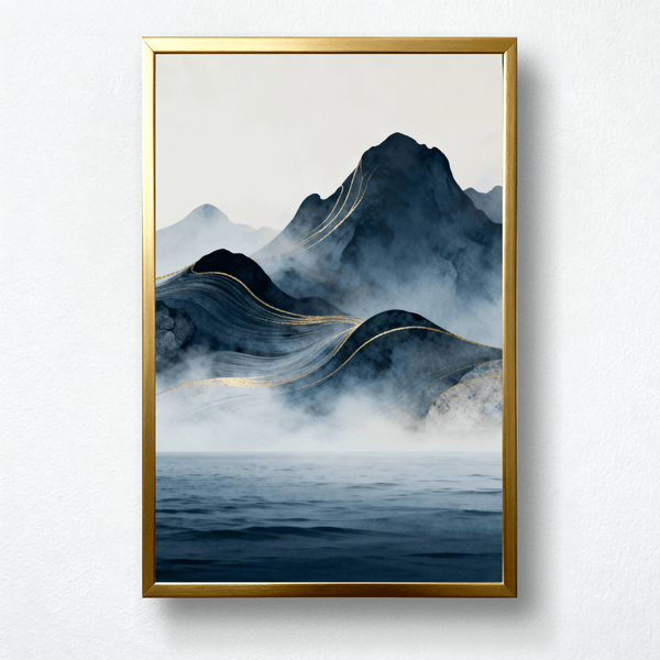 Veins of Heaven – Abstract Mountain Paint by Numbers | Mist, Gold & Tranquility