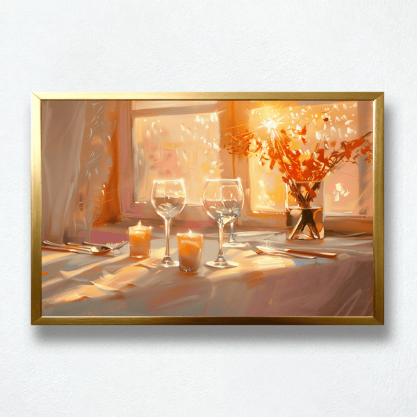 Amber Glow Dinner Paint by Numbers  Sunset Table & Candle Scene