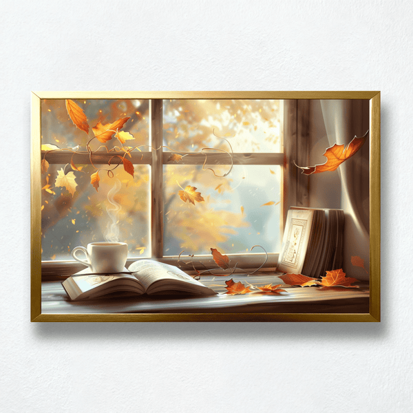 Autumn Whisper Paint by Numbers | Falling Leaves, Book & Coffee Scene