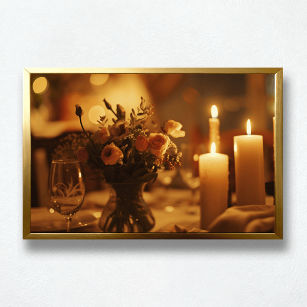 Candlelit Serenity Paint by Numbers  Evening Dinner Scene with Roses & Glow