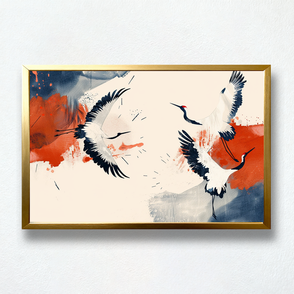Crimson Flight – Zen Ink Crane Paint by Numbers | Dance of Freedom and Spirit