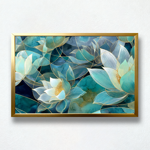 Emerald Bloom – Zen Lotus Radiance Paint by Numbers | Awakening Through Light and Water