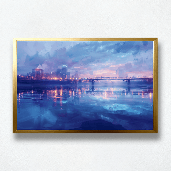 Blue Hour Symphony Paint by Numbers | City Bridge at Dawn | PaintEasy®