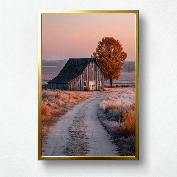 Autumn Path Paint by Numbers | Rustic Barn & Golden Tree Wall Art | PaintEasy®