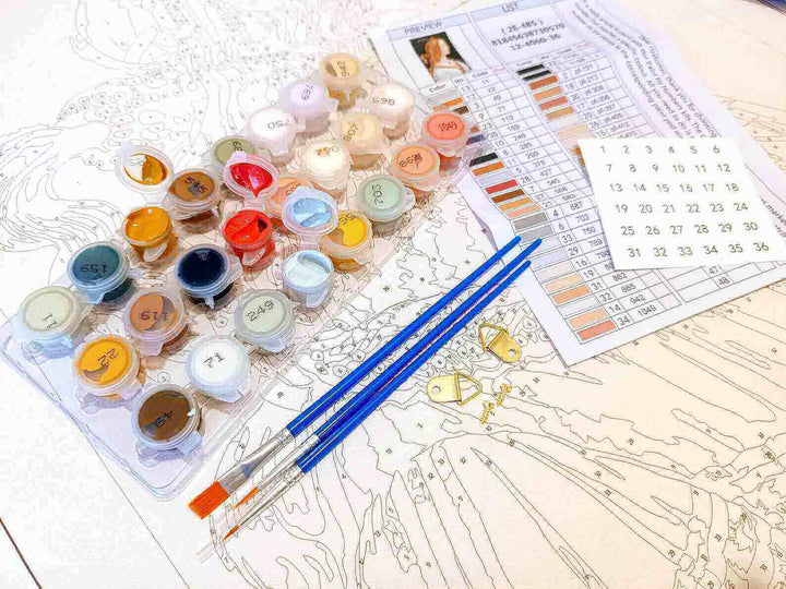 PaintEasy Digital Oil Painting Full Kit - Includes Canvas, Acrylic Paints & Brushes