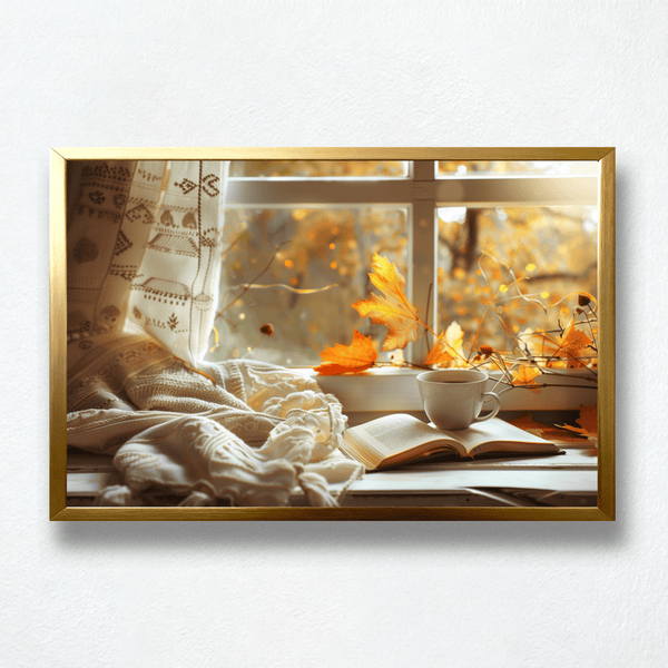 Golden Afternoon Paint by Numbers | Autumn Leaves, Book & Tea Scene