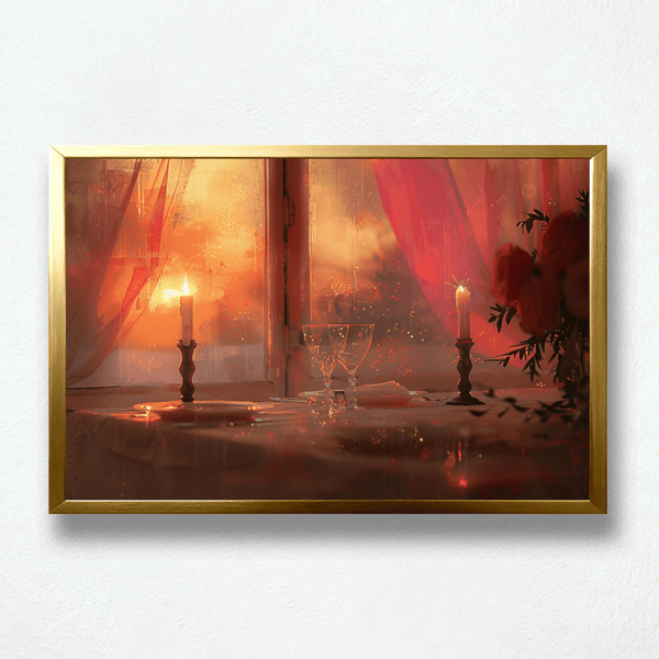 Golden Hour Dinner Paint by Numbers  Candlelit Sunset Table Scene