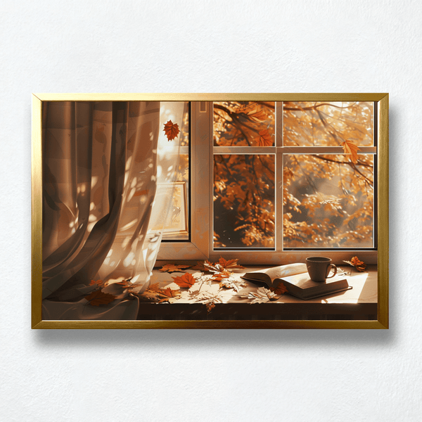 Golden Window Paint by Numbers | Autumn Leaves & Coffee Light