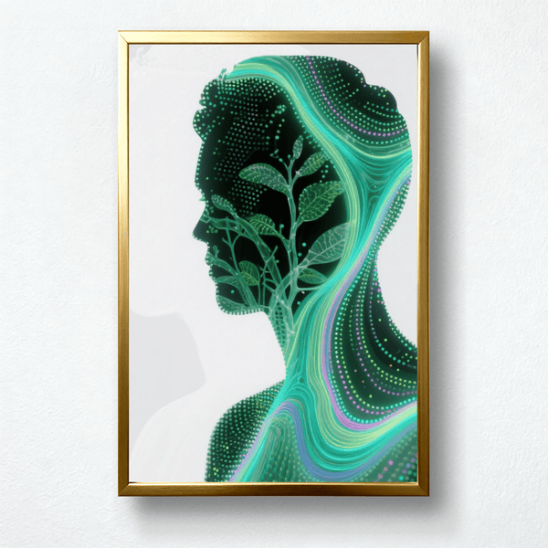 Bio Circuit Paint by Numbers | Abstract Tech-Human Silhouette with Organic Energy Flow | Tech Luxe by PaintEasy