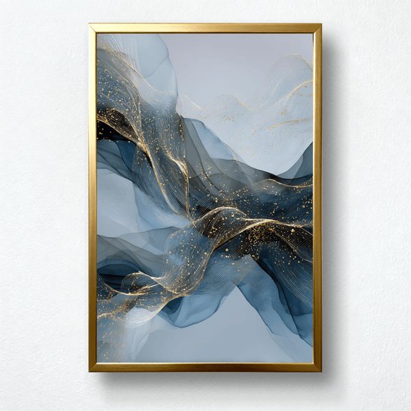 Celestial Current – Abstract Flow Lines Painting | Fluid Energy & Golden Harmony