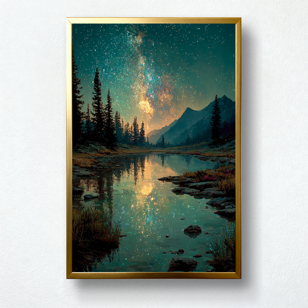 Celestial Lake Paint by Numbers | Milky Way Reflection & Mountain Night Landscape | PaintEasy®