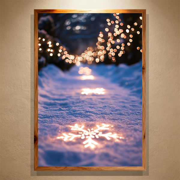Snowlight Path Paint by Numbers | Glowing Snowflake Lights Winter Scene | PaintEasy