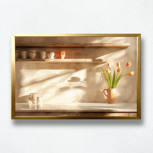 Sunlit Harmony Paint by Numbers  Tulips & Morning Light Kitchen Scene