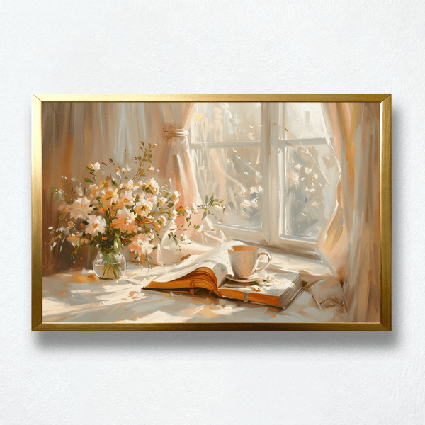 Sunlit Pages Paint by Numbers  Flowers, Books & Morning Ligh