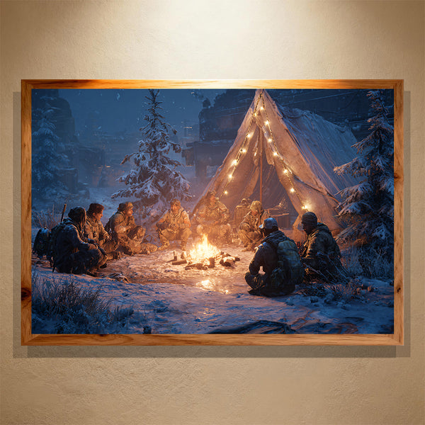 Winter Camp Paint by Numbers | Campfire Companionship Winter Scene | PaintEasy