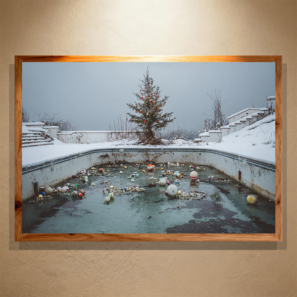 Frosted Pool Paint by Numbers | Abandoned Winter Scene with Christmas Tree | PaintEasy