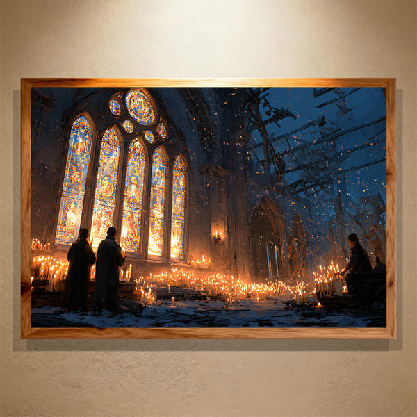 Cathedral of Embers Paint by Numbers | Candlelit Ruined Church Winter Scene | PaintEasy