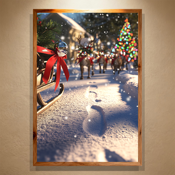 Sleigh Bells Paint by Numbers | Reindeer & Christmas Tree Winter Scene | PaintEasy