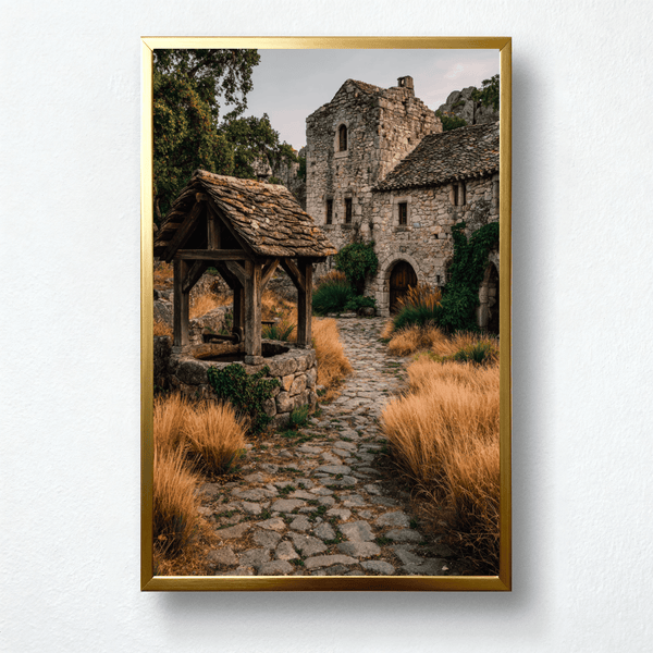 Echoes of Stone Paint by Numbers | Medieval Courtyard & Old Well Wall Art | PaintEasy®