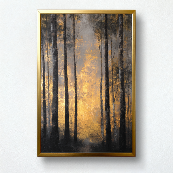 Golden Silence Paint by Numbers | Abstract Forest with Golden Light | PaintEasy