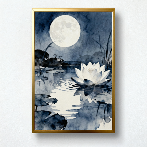 Heart of the Moon Lotus – Zen Watercolor Paint by Numbers | Enlightened Stillness