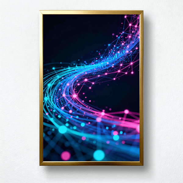 Lucid Stream Paint by Numbers | Abstract Neural Network Flow in Pink & Cyan | Tech Luxe by PaintEasy