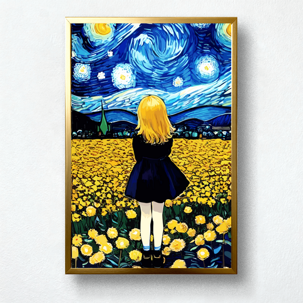 Starry Fields Paint by Numbers | Van Gogh Inspired Girl in Sunflower Field | PaintEasy Kids Art Kit