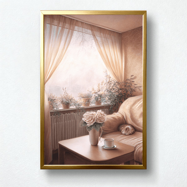 Morning Haze Paint by Numbers  Cozy Cat, Coffee & Soft Sunlight Scene