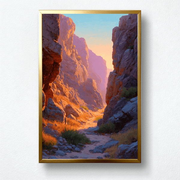 Golden Passage Paint by Numbers | Sunlit Canyon Landscape | PaintEasy®