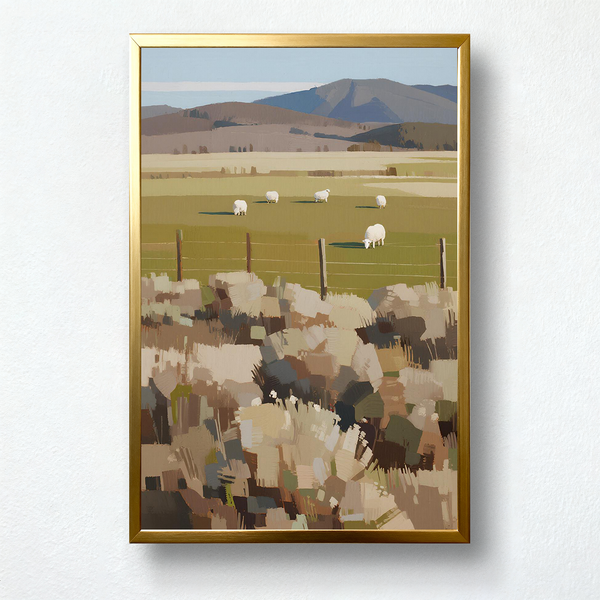 Pasture Geometry – Modern Ranch Paint by Numbers Kit | Calm Fields & Warm Earth