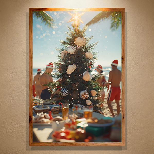 Golden Coast Christmas Paint by Numbers | Beach Tree Holiday Scene | PaintEasy
