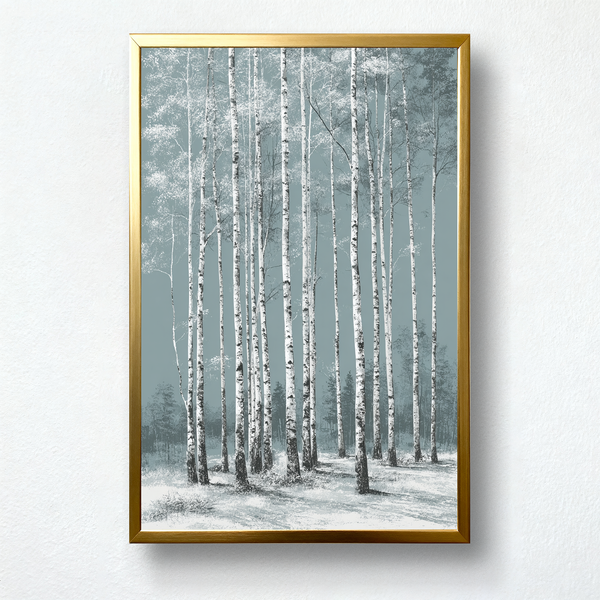 Silver Hush Paint by Numbers | Minimalist Winter Birch Forest Landscape | PaintEasy